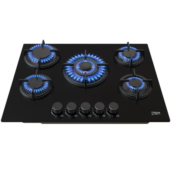 Univa 700mm 5 Burner Glass Gas Hob