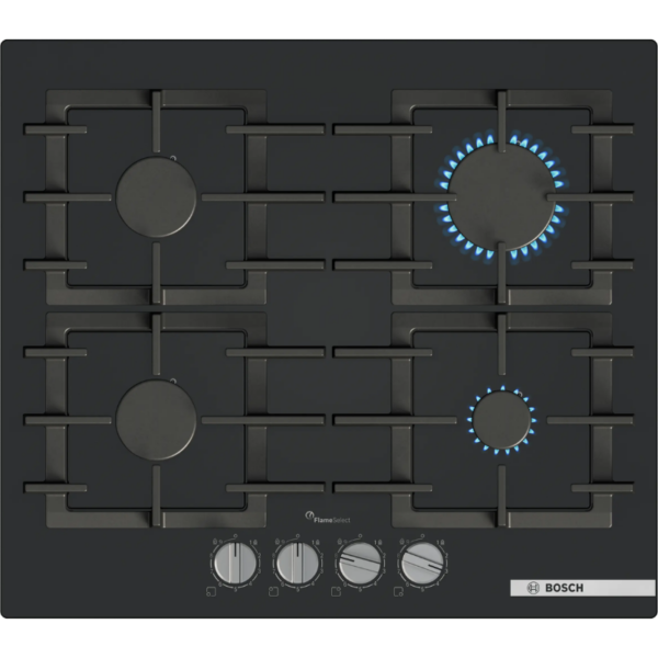 Bosch PPP6A6I40Z Serie 6 60cm Gas Hob (Black Tempered Glass)