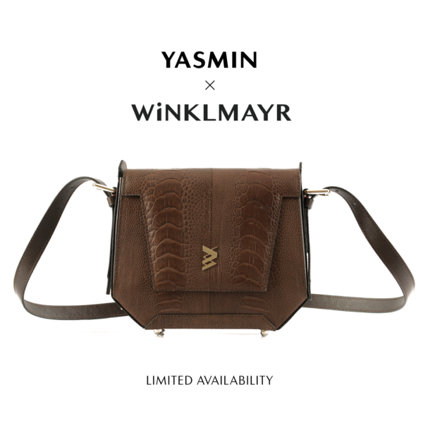 Afra Yasmin x Winklmayr Dark Brown Ostrich Leg Leather Shoulder Bag