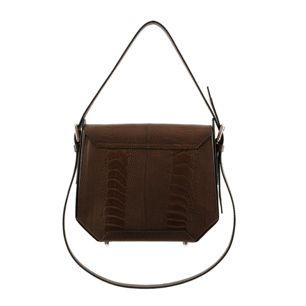 Afra Yasmin x Winklmayr Dark Brown Ostrich Leg Leather Shoulder Bag view 5