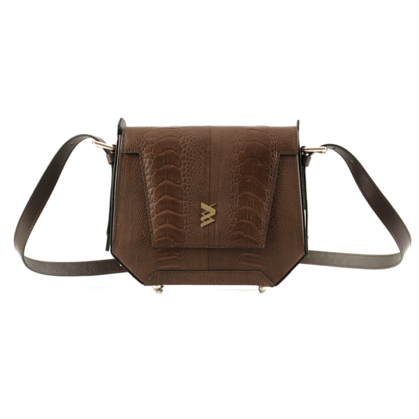 Afra Yasmin x Winklmayr Dark Brown Ostrich Leg Leather Shoulder Bag view 6