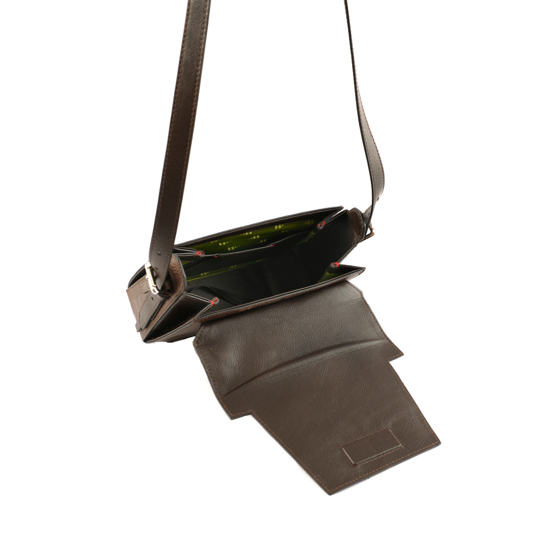 Afra Yasmin x Winklmayr Dark Brown Ostrich Leg Leather Shoulder Bag view 4