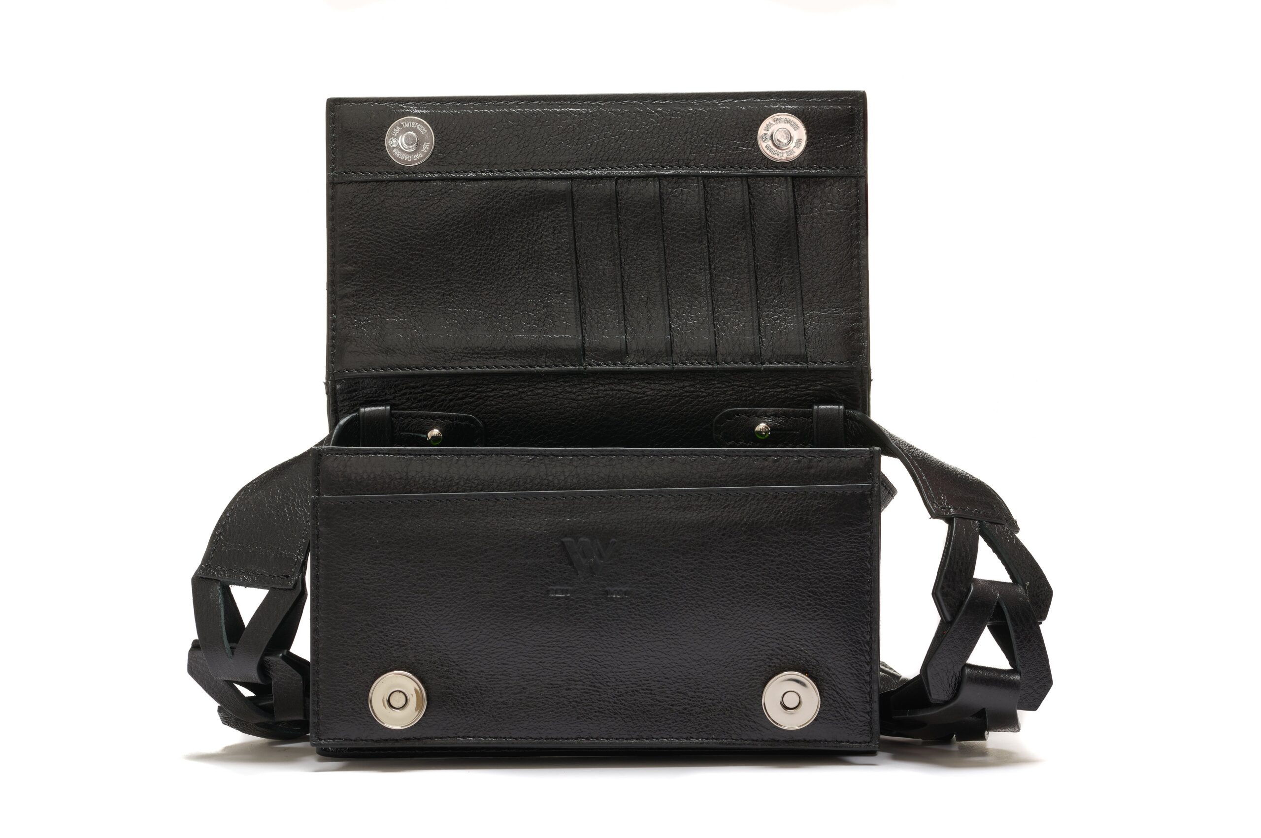 Winklmayr Georgia Black Nile Crocodile Leather Clutch Bag with Link Strap view 2