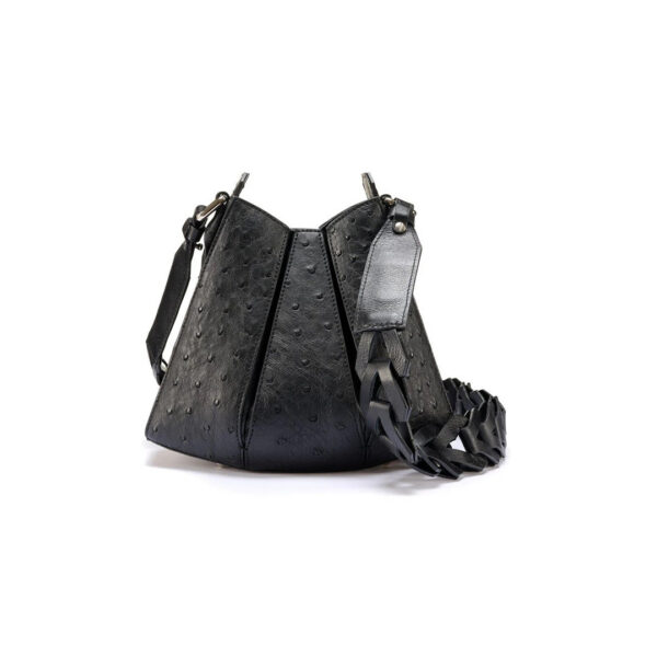 Winklmayr Luna Black Ostrich Quill Leather Shoulder Bag