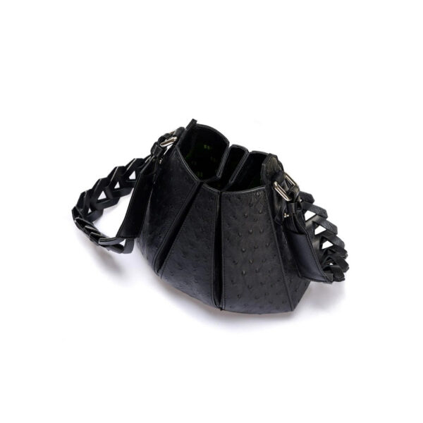 Winklmayr Luna Black Ostrich Quill Leather Shoulder Bag view 5